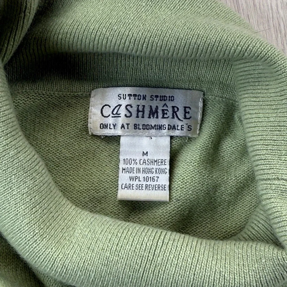 Sutton Studio Cashmere Turtleneck Sweater Vest Sage Green Women Md‎ Sleeveless